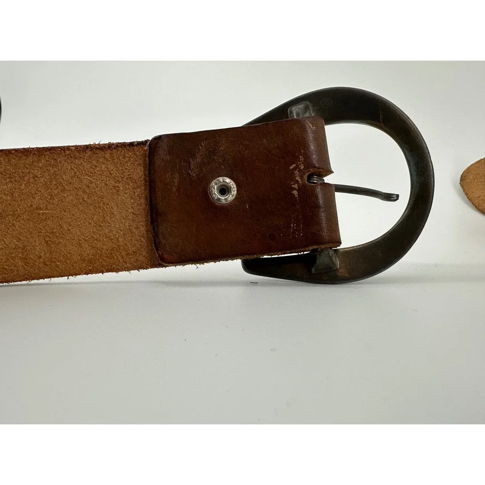 Vintage Hand Tooled Leather Belt David Name Personalized Western Floral Brown